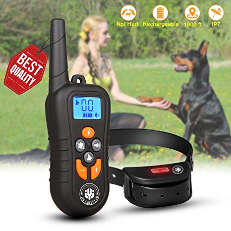 JIAHONG Dog Training Collar,Rechargeable Shock Collar for Dogs, E-Collar up to 1800FT Remote Range, Beep/Vibration/Shock 3 Training Modes,100% Waterproof Shock Training Collar Dogs
