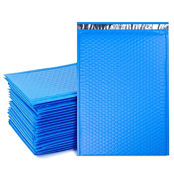 UCGOU 10.5x16" Poly Bubble Mailer Blue Self Seal Padded Envelopes #5 Waterproof and Tear-Proof Postal Bags Pack of 25