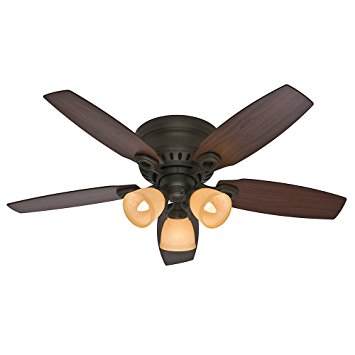 Hunter Fan Company 52086 Hatherton 46-Inch New Bronze Ceiling Fan with Five Roasted Walnut/Yellow Walnut Blades and a Light Kit