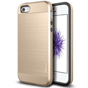 iPhone SE Case, OBLIQ [Slim Meta][Champagne Gold][Dual Layer] Slim Fit Metallic Brush Finish Back [Shock Absorbing] TPU Inner Layer for Apple iPhone SE (Compatible with the iPhone 5S/5)