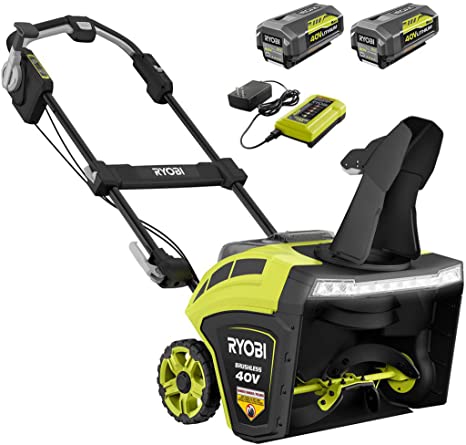 RYOBI RY40860 21 in. 40-Volt Brushless Cordless Electric Snow Blower with Two 5.0 Ah Batteries and Charger Included