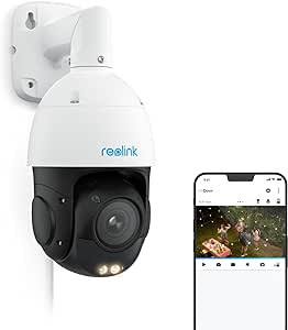 Reolink 4K 8MP UHD PTZ Outdoor Überwachungskamera PoE mit 5X 3D optischem Zoom, Auto-Tracking, Farbnachtsicht, smarte Personen-/Fahrzeug-/Tier-Erkennung, Zwei-Wege-Audio, 24/7 Aufzeichnung, RLC-823S1