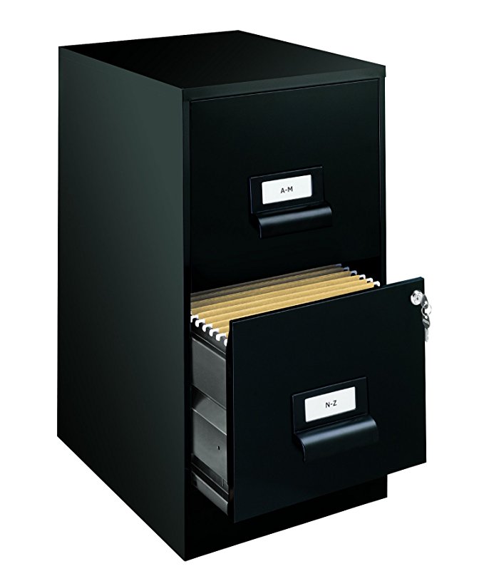 Office Dimensions 18" Deep 2 Drawer Premier Height File Cabinet, Black (21644)