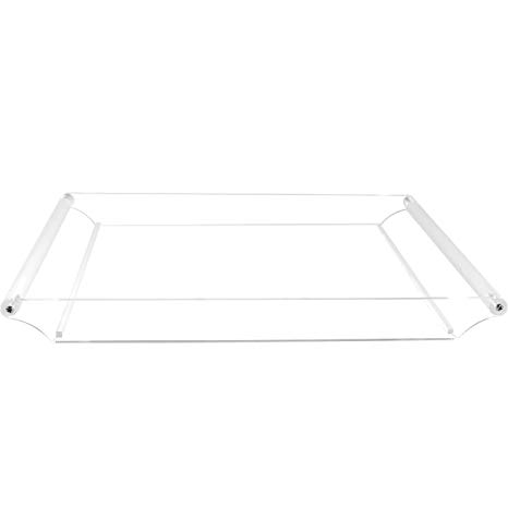 Cq acrylic Clear Serving Tray-16" x12" Large Acrylic Tray for Coffee Breakfast Tea Food Butler-Decorative Display Tray,Countertop Decorative Tray,Vanity Tray with Handles