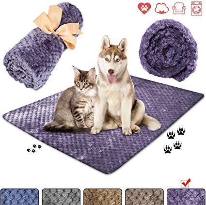 wonlex Super Soft and Fluffy Pet Blanket, Reversible Microplush Blankets for Dog Cat Puppy Kitten, Snuggle Blanket for Couch, Car, Trunk, Cage, Kennel, Dog House 47"x39"