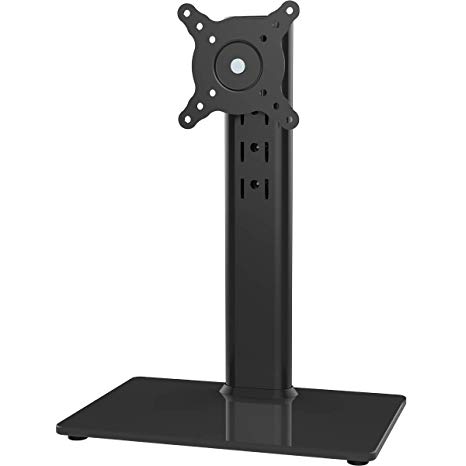 Single LCD Computer Monitor Free-Standing Desk Stand Riser for 13" to 32" Screen with Swivel, Height Adjustable, Rotation, Holds One (1) Screen up to 77Lbs(HT05B-001)