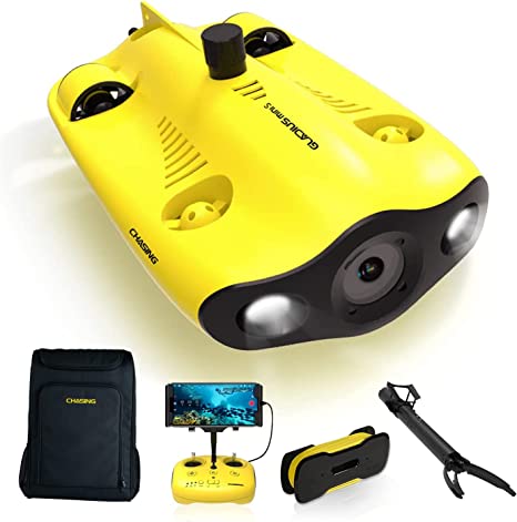 Chasing gladius MINI S Upgraded Professional Underwater Drone Set, With 4k Resolution   Eis Anti-shake Camera, Remote Control And App Remote Control, Support Multiple Mounts, Prevent Motor Jams' Patent Technology, 4 Hours Runtime, Dive To 330ft Underwater With 660ft Tether, With Mechanical Arm, Premium Backpack