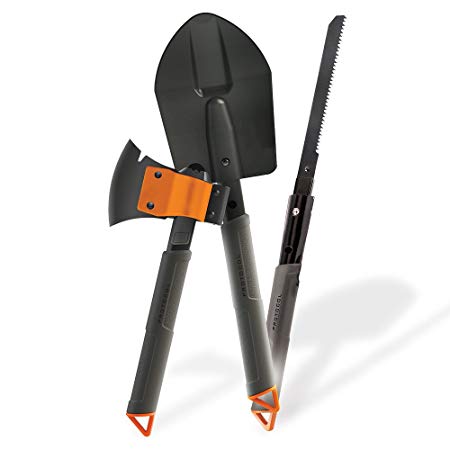 Protocol Camping Shovel, Saw, and Ax, Car Emergency Shovel, Army/Navy style shovel great for digging out stuck cars, pitching tents, cutting wood for campfires. …