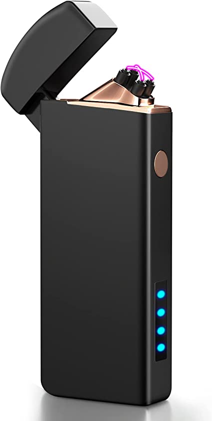 Electric Arc Lighters Gifts for Men, Coquimbo USB Rechargeable Electric Lighter with LED Power Display, Windproof and Flameless Lighter, Dual Plasma Lighter for Candle Fireworks BBQ Camping Emergency