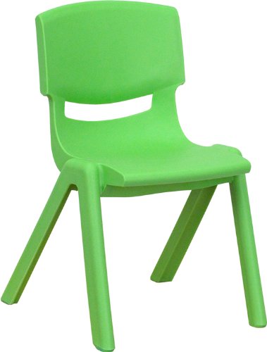 Flash Furniture Green Plastic Stackable School Chair with 12'' Seat Height