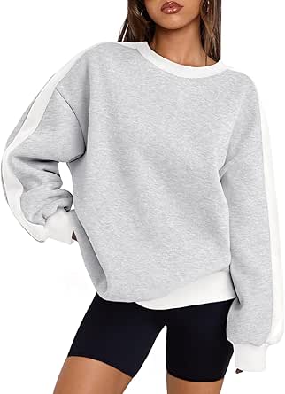 Trendy Queen Womens Oversized Sweatshirts Crewneck Hoodies Color Block Long Sleeve Pullover Fall Clothes 2024