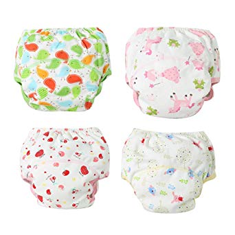 LSERVER Cute Animals Baby Toddler Training Panties Reuseble Potty Nappy Underwear For Girls and Boys(4pcs at Random)