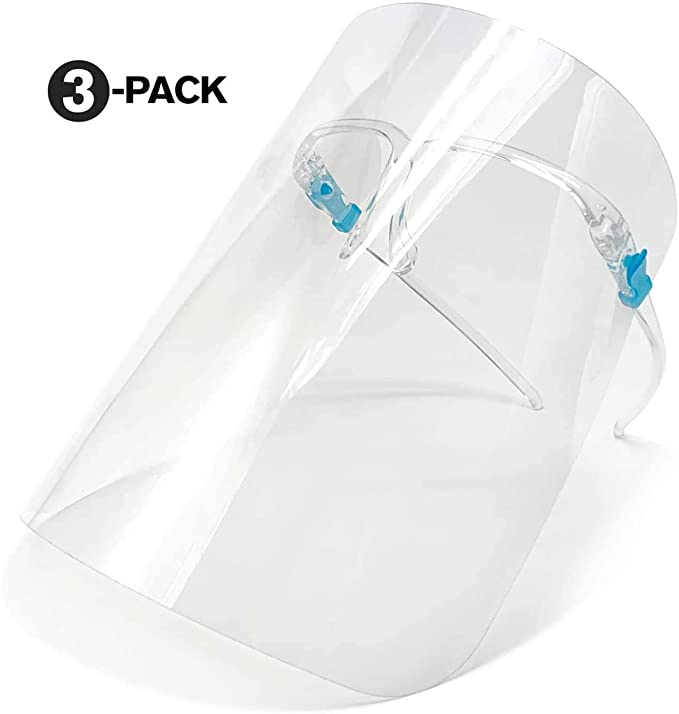 Goggle Shield, 3 Pack Reusable Face Shield Wearing Glasses Face Visor Transparent Anti-Fog Film Protect Eyes and Face