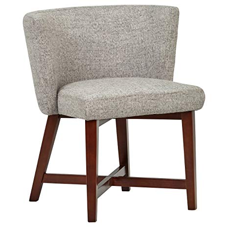 Rivet Intersection Mid-Century Modern Curved Back Accent Dining Room Kitchen Chair, 29.9 Inch Height, Light Grey, Wood