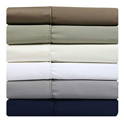sheetsnthings 100% Cotton Split-Top-King (Adjustable King Bed Size Sheets) 300TC, Solid Blue, Sateen Weave, Deep Pocket, 4PC Bed Sheet Set
