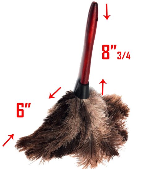 Feather Duster with Red Hardwood Handle / Gray Ostrich Feathers / Hand Duster - 15''