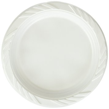Blue Sky 100 Count Disposable Plastic Plates, 6-Inch, White