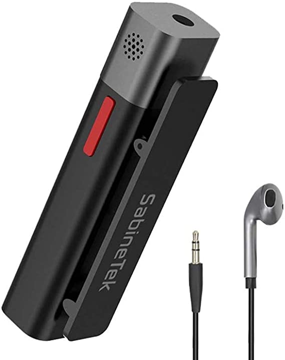 SabineTek Official SmartMike  Ultra-Compact Wireless Bluetooth Microphone Long Distance Audio Recording Noise Reduction Lavalier Mic (14g) (Black)
