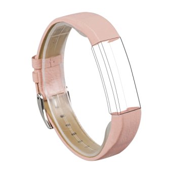 Wearlizer Genuine Leather Accessories Band Replacement Strap Wristband w/ Metal Buckle for Fitbit Alta - Pink