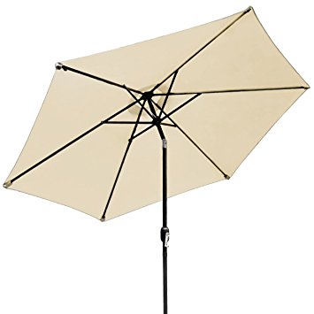 Sorbus Outdoor Umbrella, 10 ft Patio Umbrella with Tilt Adjustment and Crank Lift Handle, Perfect for Backyard, Patio, Deck, Poolside, and more (Beige)