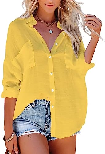 Bsubseach Button Down Shirt Cover Up Bathing Suit Coverups for Women Summer Casual Blouse