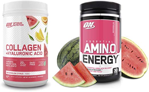 Optimum Nutrition On Collagen Plus Hyaluronic Acid,Resveratrol, Watermelon Citrus Flavor with Amino Energy Electrolytes, Watermelon Splash