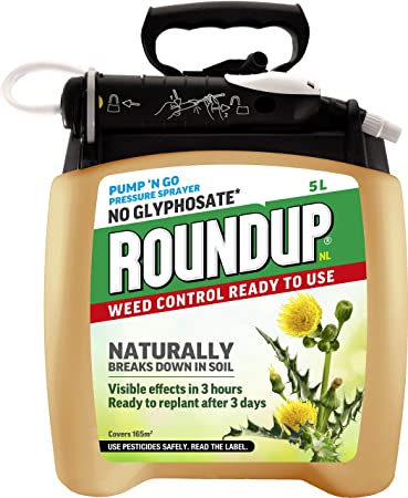 Roundup 119875 Naturals Glyphosate-Free Powerful Weed Killer - 5 Litre Pump 'N Go Pressure Sprayer