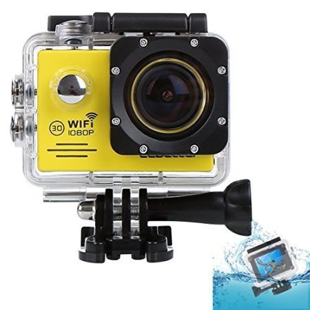 HD 1080P Waterproof Sports Action Video Camera 12MP Wifi Helmet Camcorder Wide Angle Diving DVR(WiFi DV-Yellow)