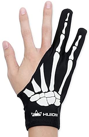 HUION Skeleton Glove for Graphics Drawing Tablets Free Size Two-Finger Artist Glove for Pen Display/LCD Light Box/Pad/Sketch, Good for Right and Left Hand - One Unit, Non-Fluorescent Color，Right