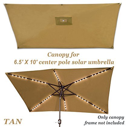 Strong Camel Replacement Umbrella Canopy for 10ft x 6.5 ft 6 ribs Patio Umbrella Top Cover Outdoor Market (Canopy Only) (Tan)