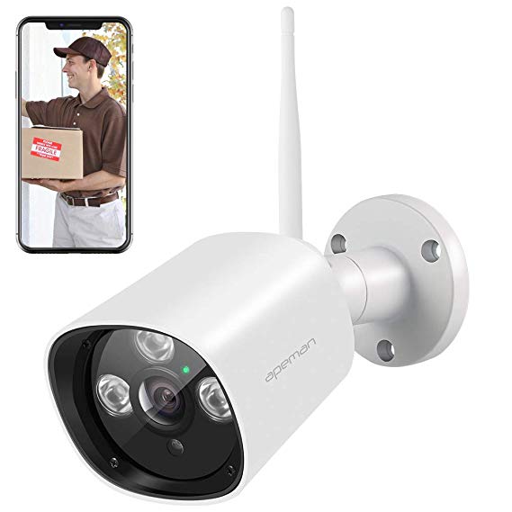 APEMAN Wireless Security Camera, 1080P WIFI Outdoor Cameras, IP66 Waterproof IP Bullet Surveillance CCTV, 20m Night Vision, Motion Detection, Compatible with Smartphones