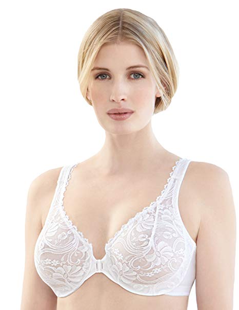 Glamorise Women's Full Figure Wonderwire Front Close Stretch Lace Bra #9245