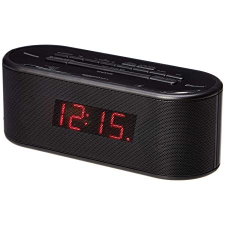 AmazonBasics FM Dual Alarm Clock Radio with USB Charging Port and Bluetooth