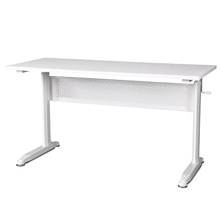 DEVAISE Adjustable Height Standing Desk 55 Inches with Crank Handle / White