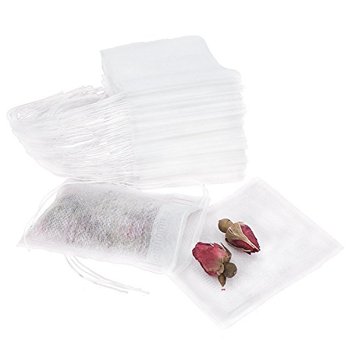 Besego Disposable Drawstring Tea Filter Bags, Empty Natural Material Tea Infuser Bag for Herb & Tea Loose Leaf Pack of 200