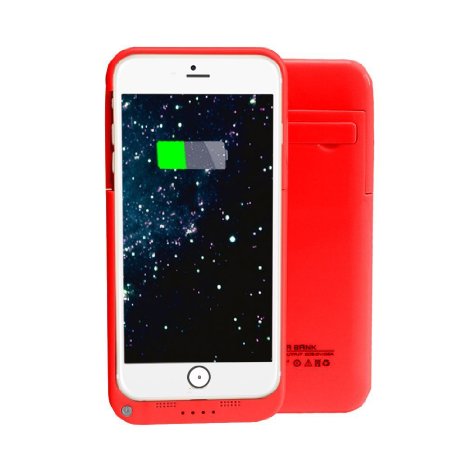 BSWHW 3200 mAh Portable Charging Case Cover / Mobile Power Bank Stand Charger External Power Bank Case / Rechargeable Power Protection case /Backup Battery Charger for with 4.7inch for iphone 6 (Red)