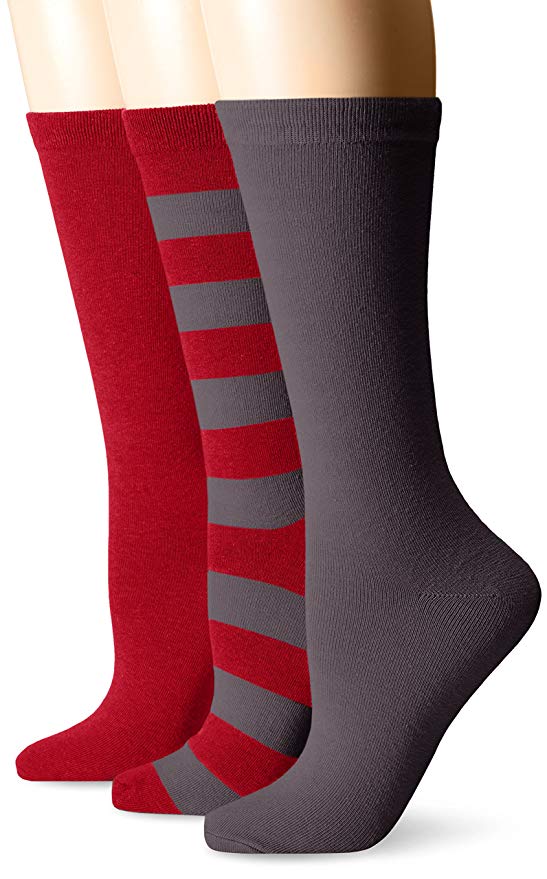 Muk Luks Women's Game Day Sport Crew Socks (Pack of Three Pairs)