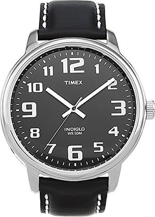 Timex Men's #T28071 Easy Reader Watch With Black Leather Band