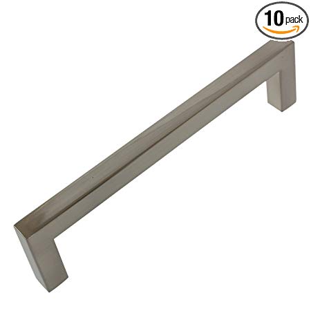 GlideRite Hardware 87227-SN-10 5 inch Cc Solid Square Satin Nickel Cabinet bar Pulls 10 Pack