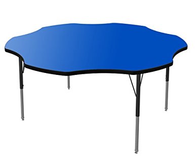 Marco Group 60" Flower Adjustable Activity Table in Blue with Black Trim in Leg Height: 21-30