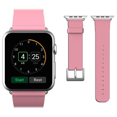 Apple Watch Band JETech 38mm Genuine Leather Strap Wrist Band Replacement w Metal Clasp for Apple Watch All Models 38mm Leather - Pink