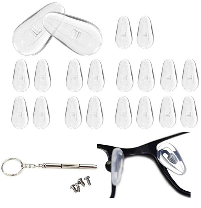 AM Landen 10 Pairs Comfortable Soft Air Cushion 11mm Silicone Nose Pads with Screws Nosepad for Small Eyeglasses