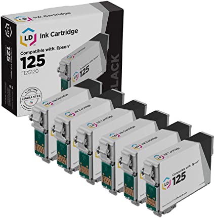 LD Remanufactured Ink Cartridge Replacement for Epson 125 T125120 (Black, 6-Pack)