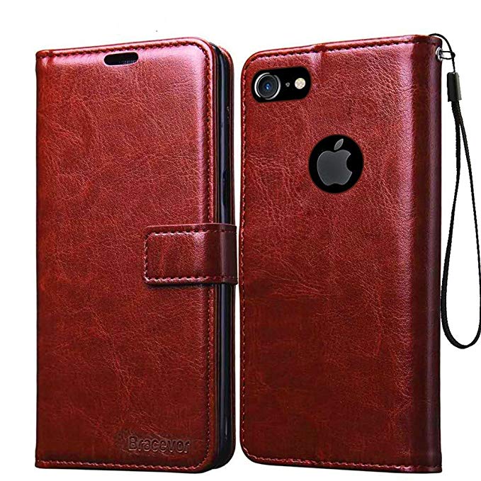 Bracevor Leather Case Flip Cover | Foldable Stand | Wallet Card Slots for Apple iPhone 7 4.7 inch - Executive Brown
