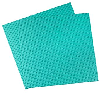 Classic Baseplates for Building Bricks by Strictly Briks | 100% Compatible with Major Brands | Building Bases for Tables, Mats and More! | 2 Base Plates in Turquoise 15.75" x 15.75"