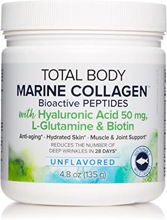 Natural Factors, Total Body Marine Collagen, Bioactive Peptides Powder for Healthy Skin, Hair & Joints, Unflavored, 4.8 Oz