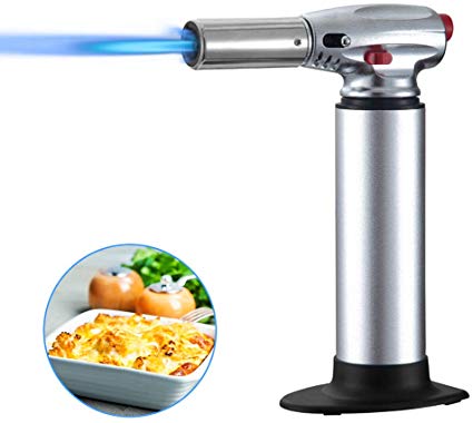 LINGSFIRE Butane Torch Lighter, Refillable Culinary Torch with Frame Lock and Adjustable Flame Kitchen Blow Torch for BBQ, Baking, Creme Brulee, Welding and Cooking Food(Butane Gas Not Included)