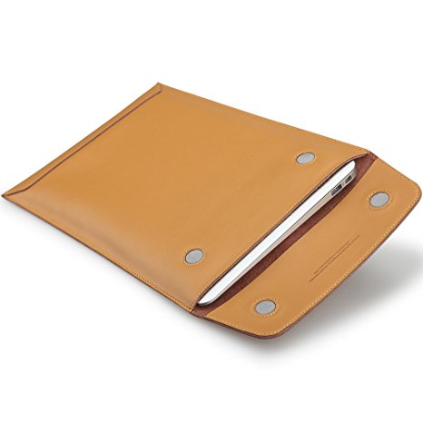 GGMM Messenger – Slim Real Genuine Leather Sleeve Case For 13 Inch Laptop / Notebook Computer / MacBook / MacBook Pro / MacBook Air (Brown)