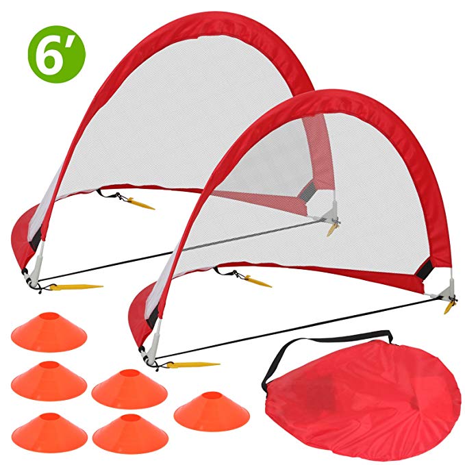 ZENY Portable Pop Up Soccer Goal Set of 2 Foldable Kids Soccer & Football Training Nets w/Carry Bag 2.5' /4' /6'