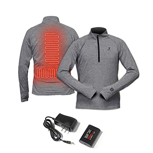 J JINPEI Heated Shirt Zip Pullover for Men and Women, Rechargeable Heated Base Layer Thermal Underwear, Winter Heating Sweatshirt